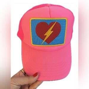 Bright Pink Heart Aviator Nation Hat
